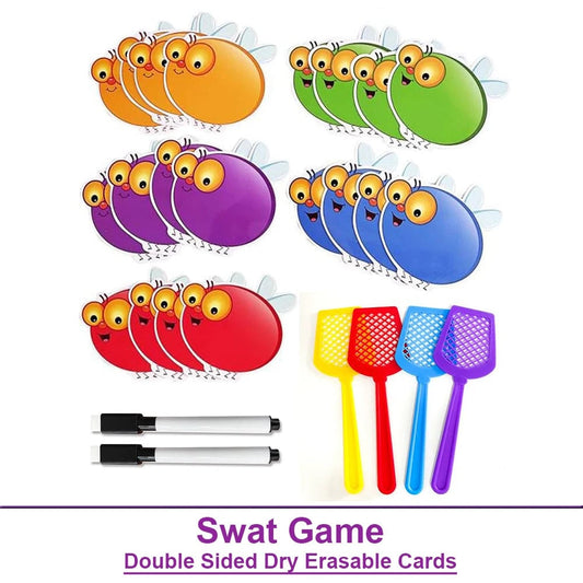 Dry Erase Blank Fly Cards Montessori Swat Game Learning Set