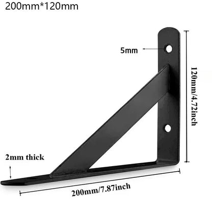 2/6PCS Heavy Duty Black Steel Floating Shelf Tripod Brackets Wall Mount