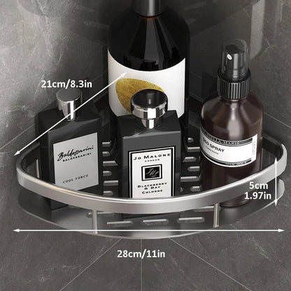 No Drill Corner Bathroom Storage Rack Wall Mount Shower Organizer