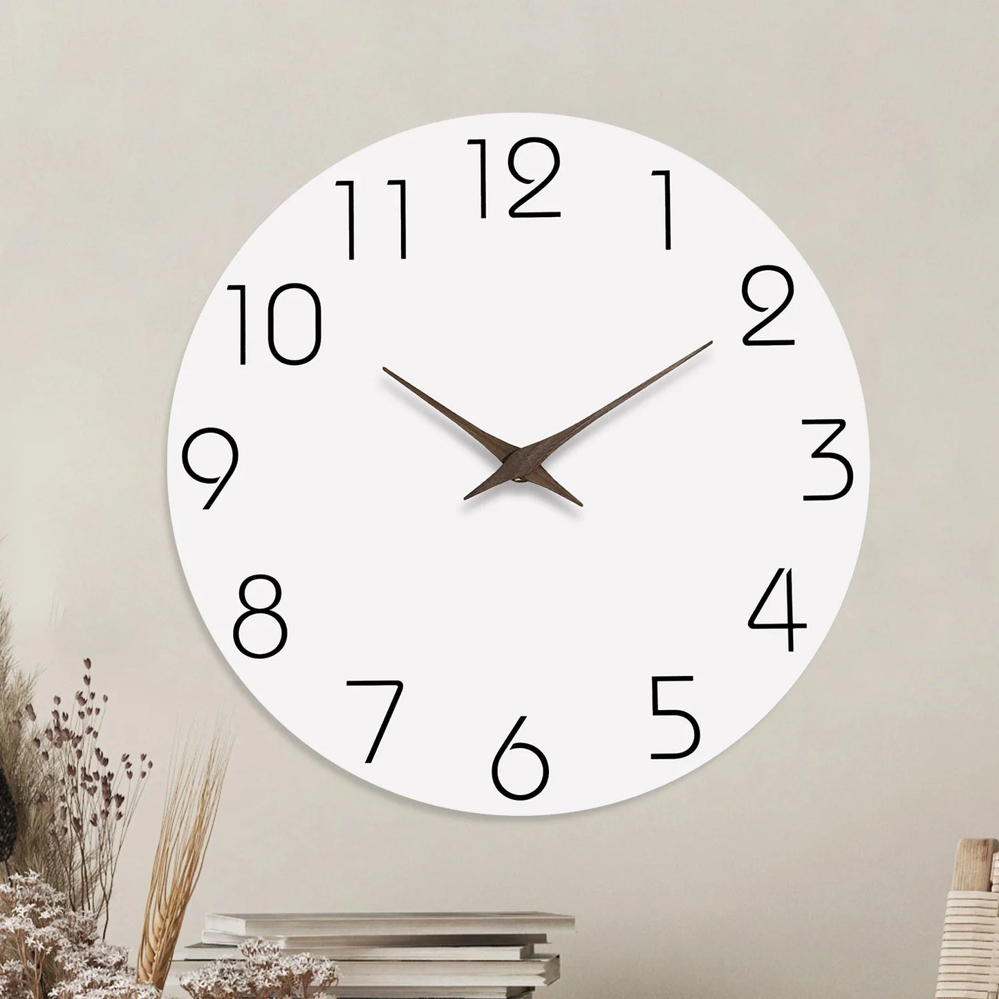 Silent White Pattern Wooden Wall Clock 10-16" Quartz Movement