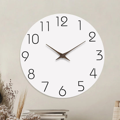 Silent White Pattern Wooden Wall Clock 10-16" Quartz Movement