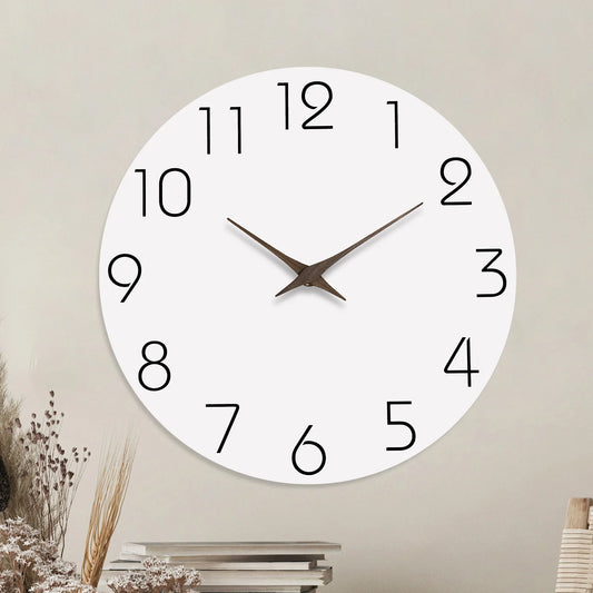 Silent White Pattern Wooden Wall Clock 10-16" Quartz Movement