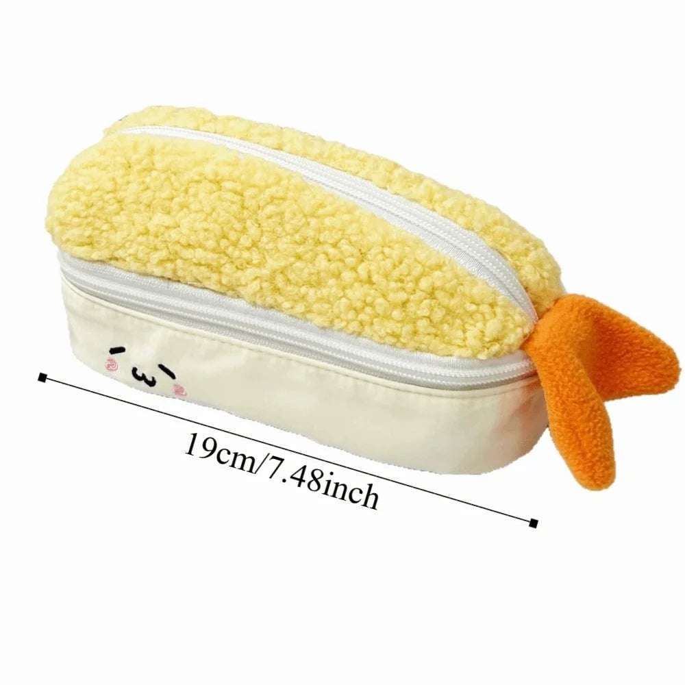 Large Capacity Double-Layer Kawaii Shrimp Pencil Case Makeup Bag