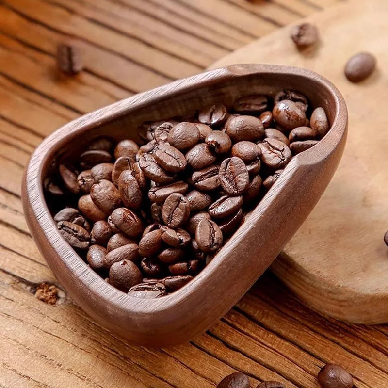 Solid Walnut Coffee Bean Dose Tray Scoop Measure Tool Espresso