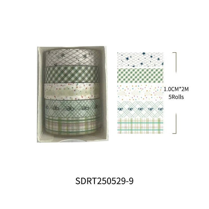Basic Grid Star Washi Tape 5-Pack Decorative Craft Stationery Set