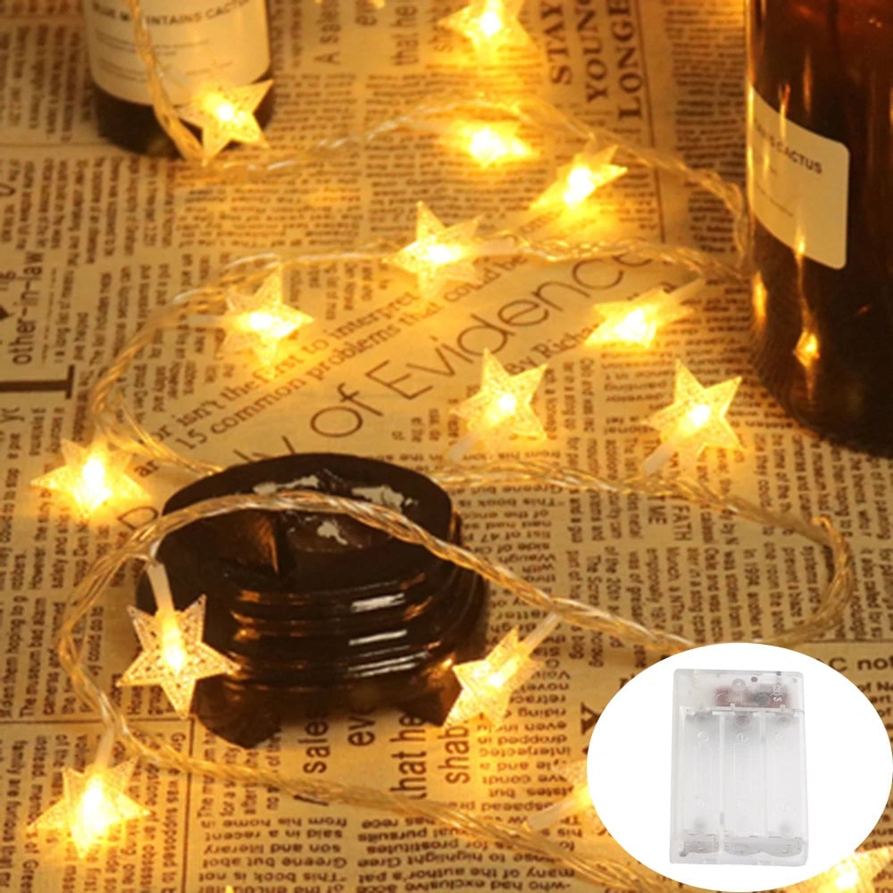 LED Star String Lights 20ft USB Battery Warm White Fairy Lights