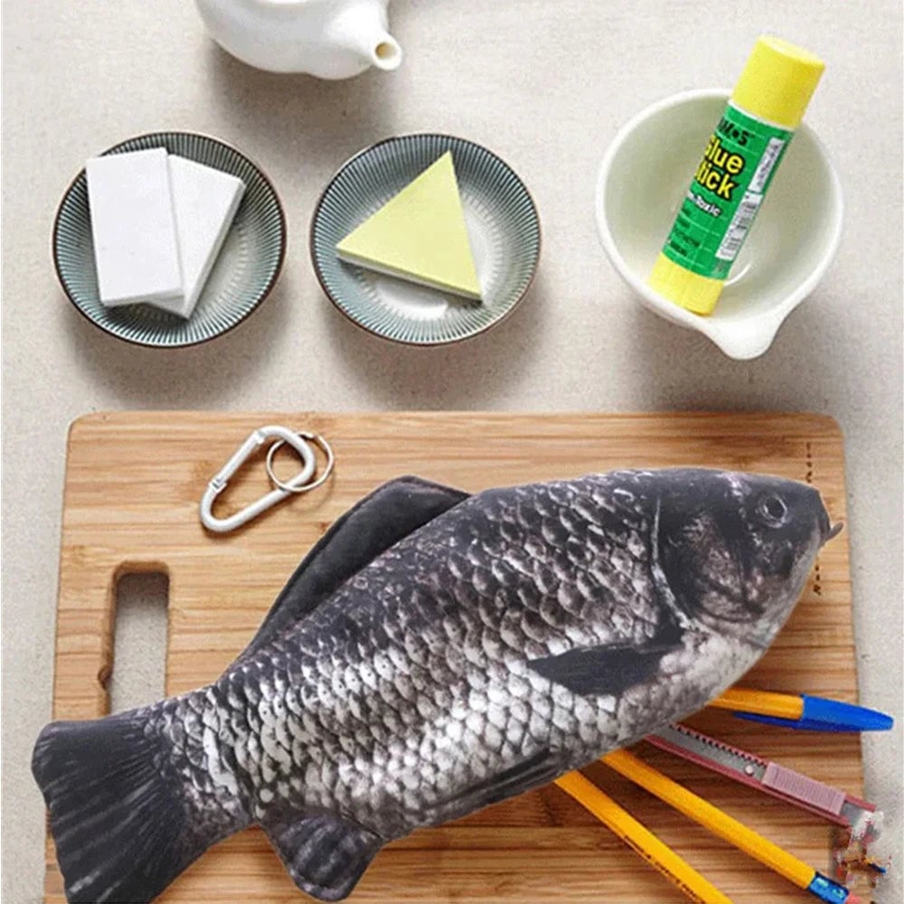 Fish Shaped Pencil Case - Novelty Pen Bag & Coin Purse Office Supply