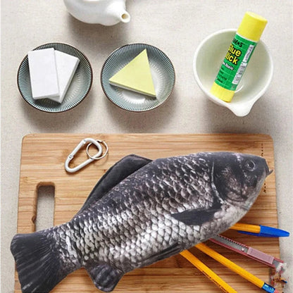 Fish Shaped Pencil Case - Novelty Pen Bag & Coin Purse Office Supply