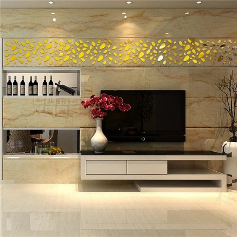 12pcs 3D Mirror Wall Stickers Removable DIY Living Room Decor