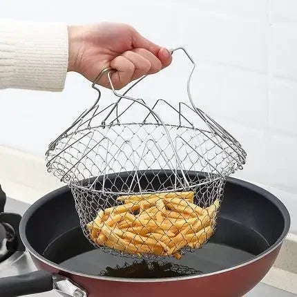 Stainless Steel Foldable Multifunctional Fryer Basket French Fry Strainer Kitchen Appliance Is Durable