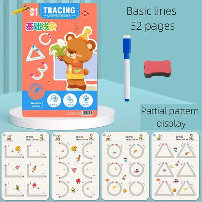Reusable Montessori Tracing Workbook - Pen Control Practice Book