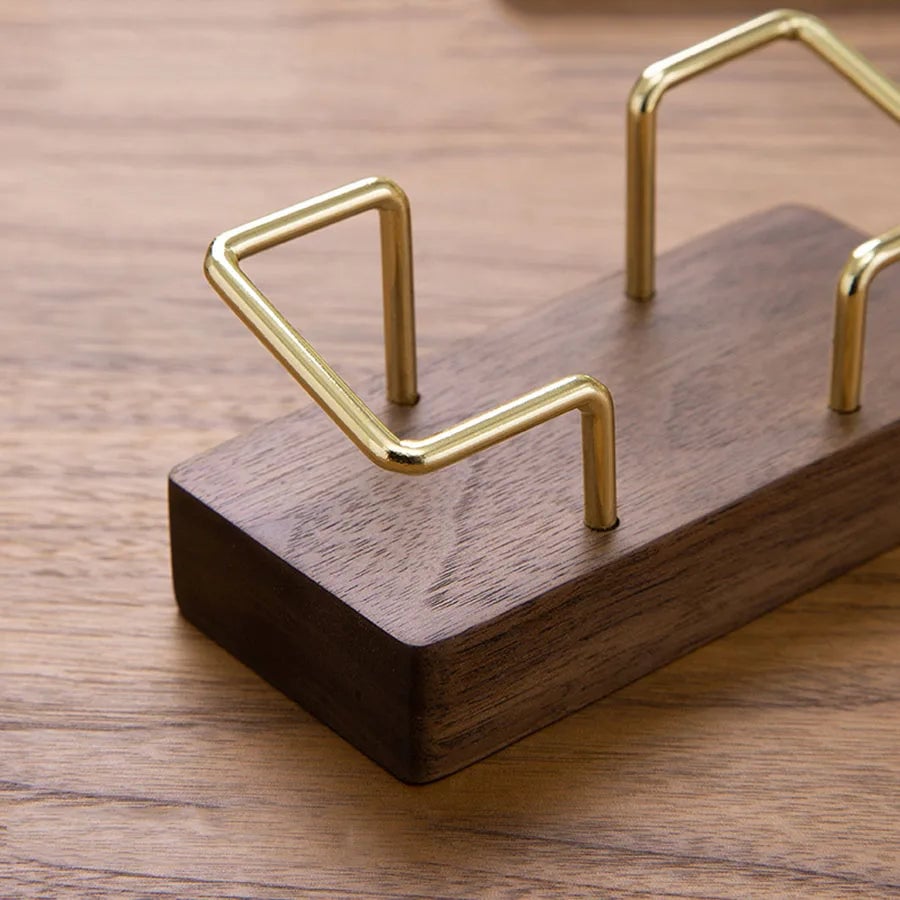 Wooden Business Card Holder Desktop Organizer Display Stand Office