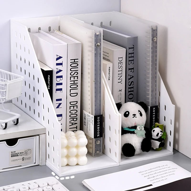 Vertical File Storage Rack Desktop Book Organizer Filing Frame