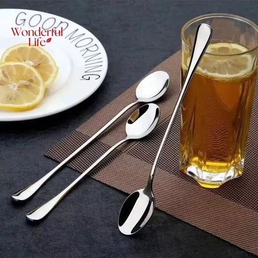 Stainless Steel Long Handle Ice Teaspoons 6pc Set Dishwasher Safe