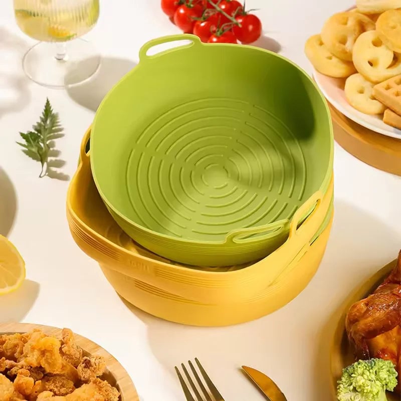 Silicone Air Fryer Liners Round Square Reusable Non-Stick Pot Bowl