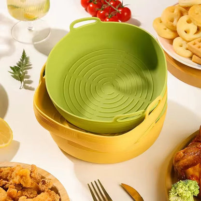 Silicone Air Fryer Liners Round Square Reusable Non-Stick Pot Bowl