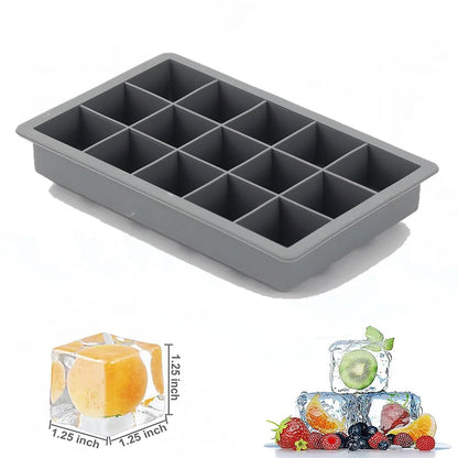15 Grid Silicone Ice Cube Mold - Big Square Ice Cube Tray Maker