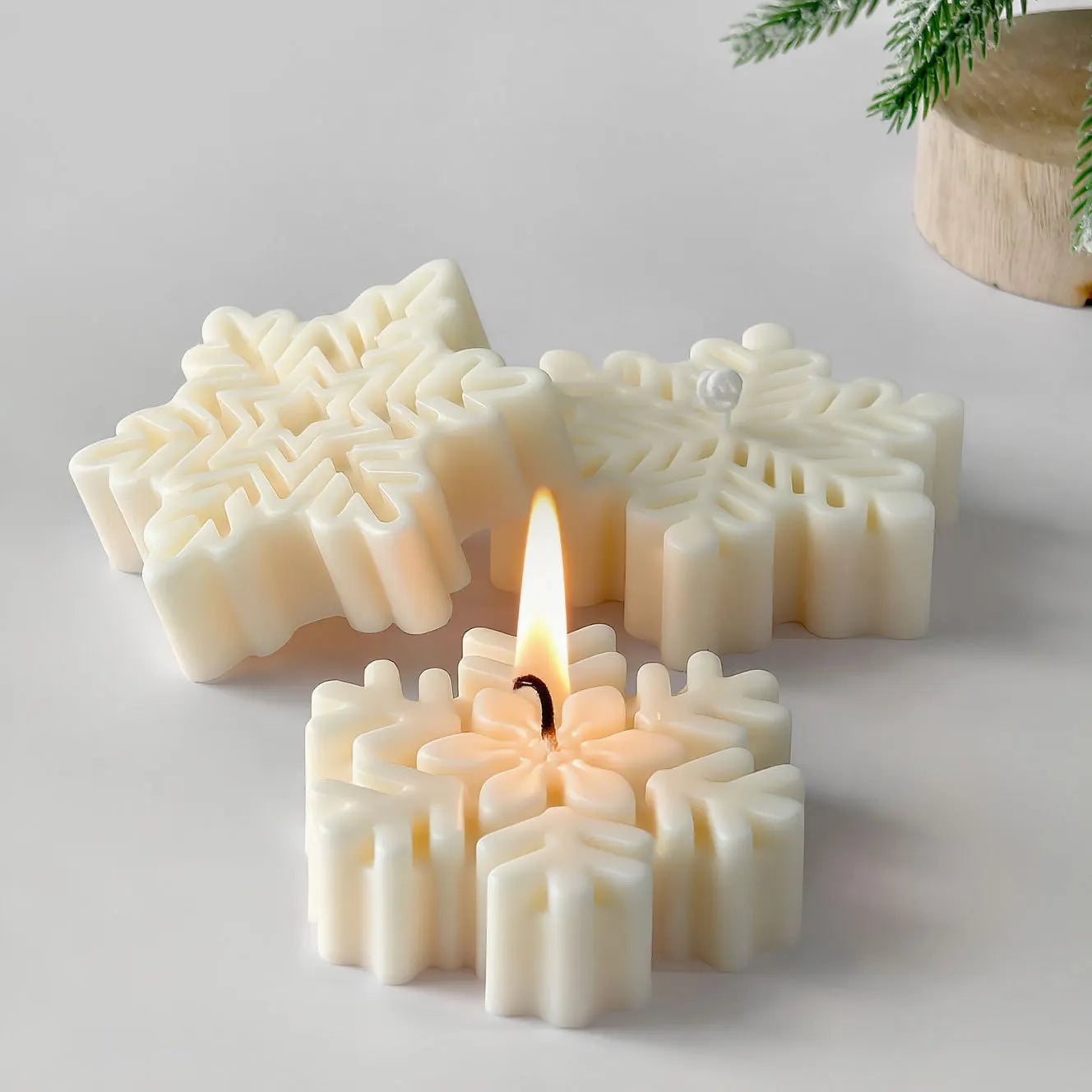Snowflake Candle Silicone Mold - Christmas Soap Wax DIY Craft