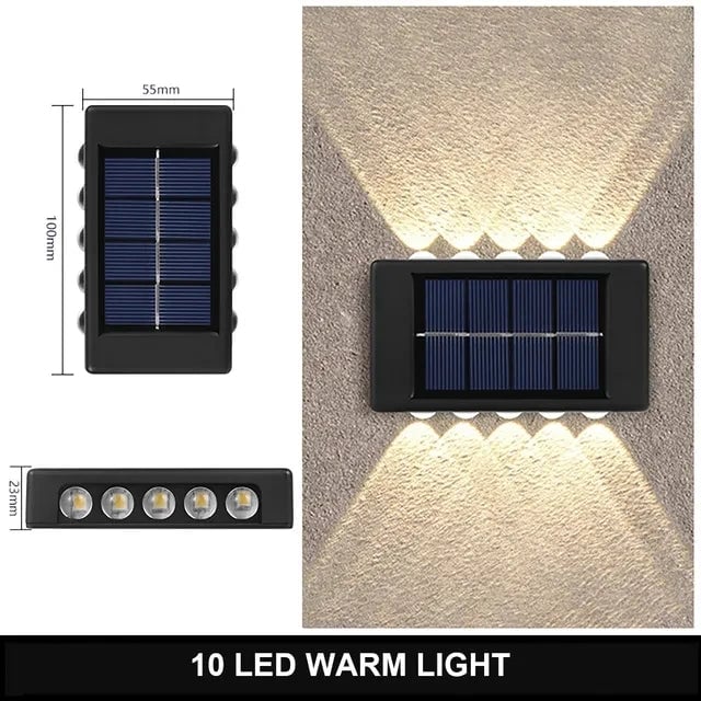 Waterproof Solar Wall Lamp Outdoor Up Down Warm Light Garden