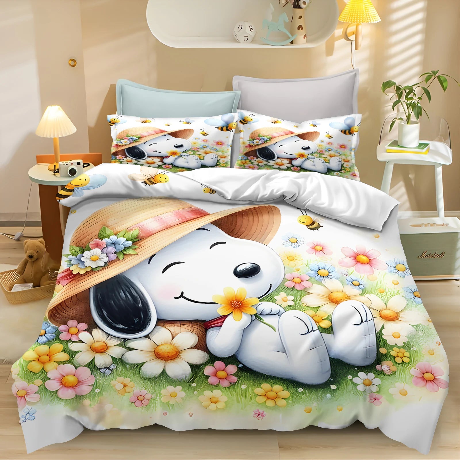 Snoopy Peanuts 3D King Size Duvet Cover Comforter Bedding Set
