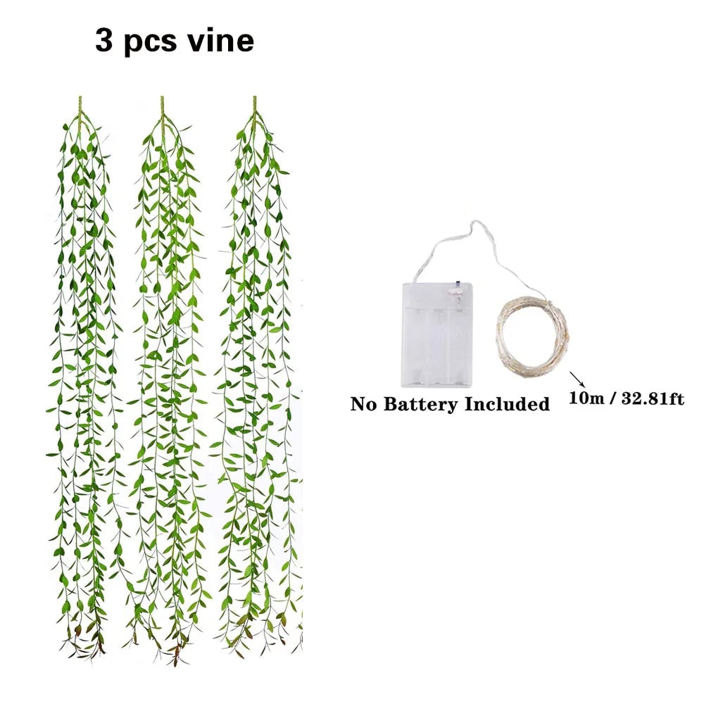 LED Artificial Ivy Garland 6ft Fake Vine String Lights Willow