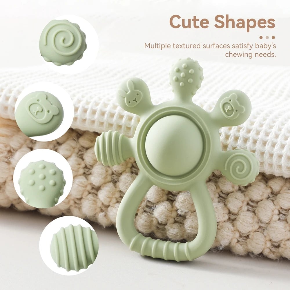 Food Grade Silicone Baby Teether BPA Free Sensory Rattle Toy