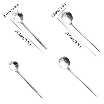 316 Stainless Steel Long Handle Dessert Spoons Set 2/4PCS Coffee