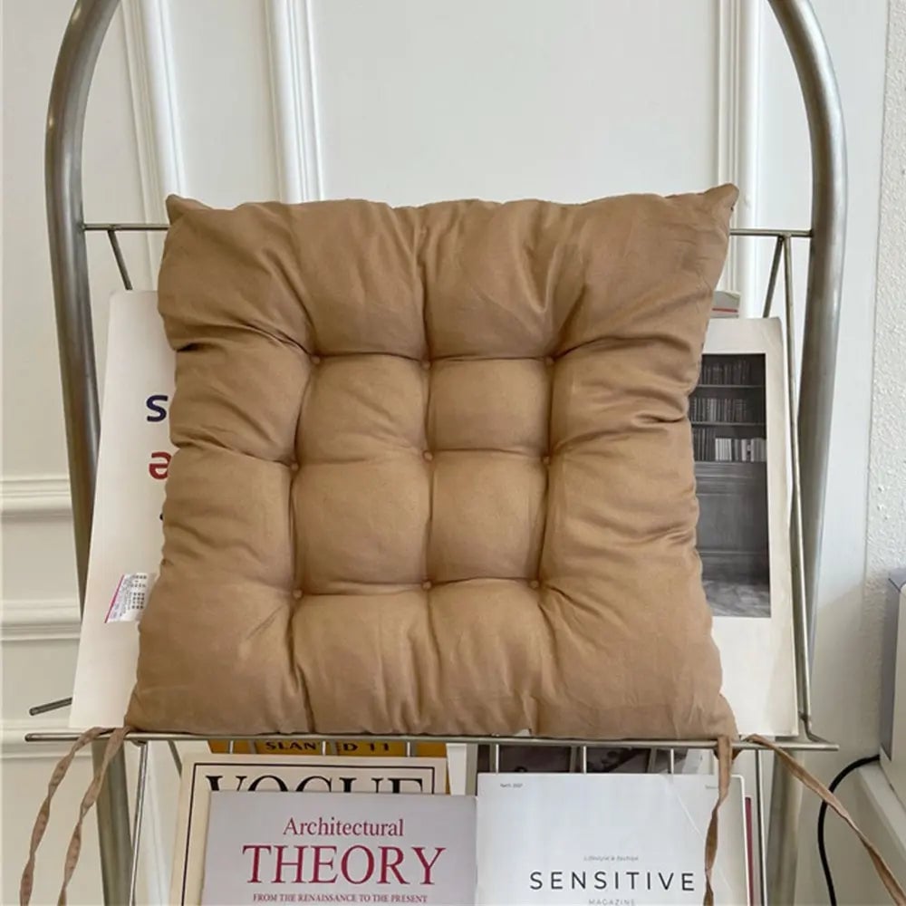 Premium Linen Cotton Square Chair Cushion with Backrest Support