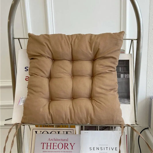 Premium Linen Cotton Square Chair Cushion with Backrest Support