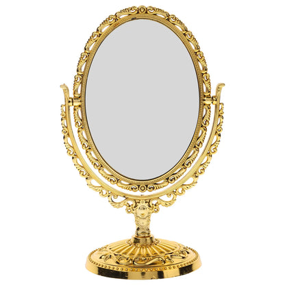 Double Sided Rotating Vanity Mirror Vintage Oval Golden Frame