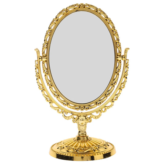 Double Sided Rotating Vanity Mirror Vintage Oval Golden Frame