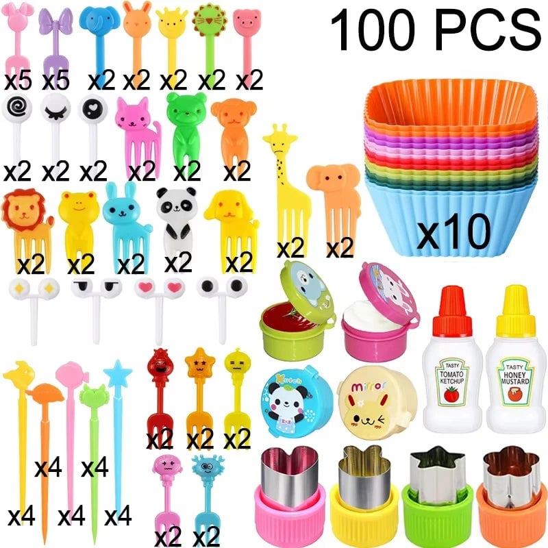 Mini Animal Fruit Forks Kids Set Silicone Vegetable Cutter Dividers