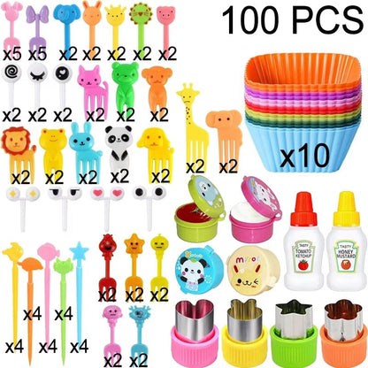 Mini Animal Fruit Forks Kids Set Silicone Vegetable Cutter Dividers