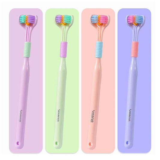 3 Sided Toothbrush Soft Bristles Deep Clean Adults Kids Oral Care