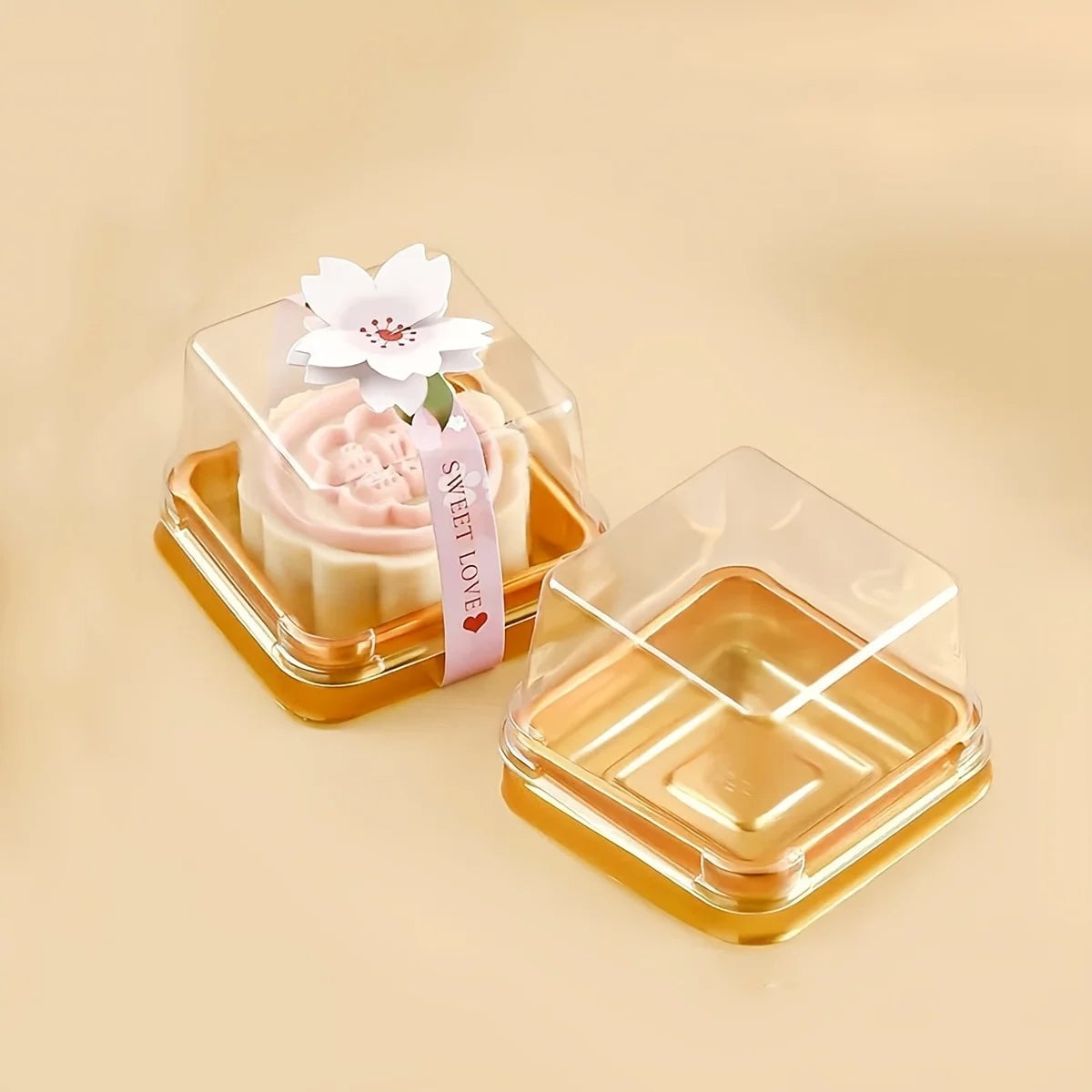50pcs Mini Transparent Cake Boxes - Clear Cupcake Bakery Packaging