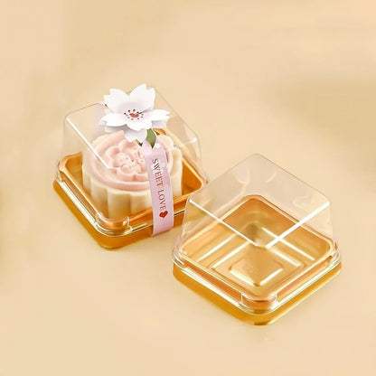 50pcs Mini Transparent Cake Boxes - Clear Cupcake Bakery Packaging