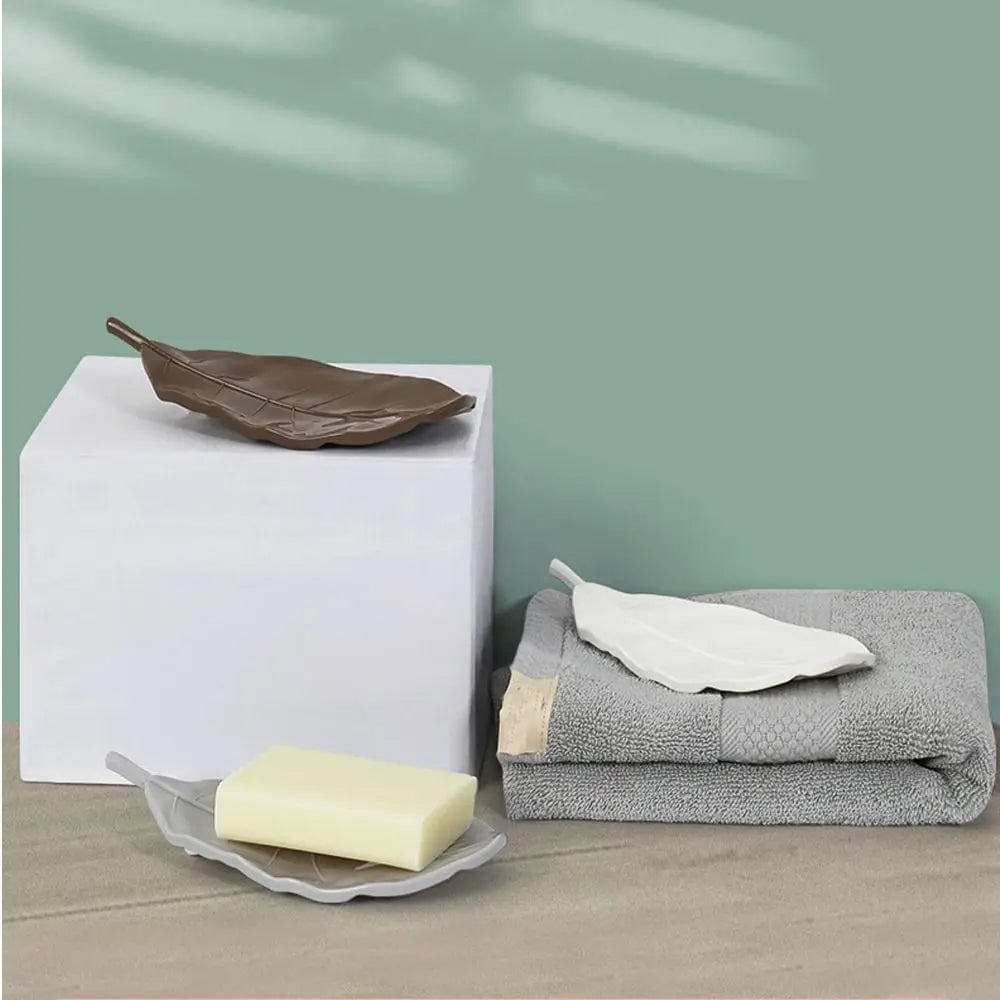 Leaf Shape Soap Dish Holder - Durable Bathroom Kitchen Organizer