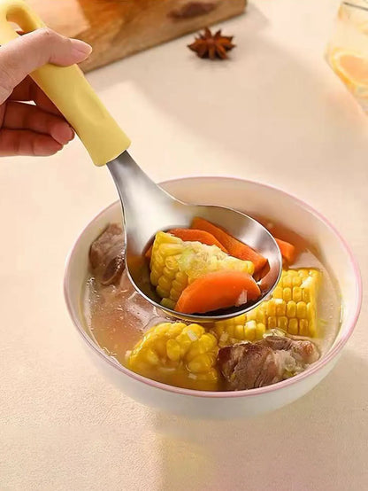 Korean-Style Stainless Steel Soup Spoon with Silicone Handle