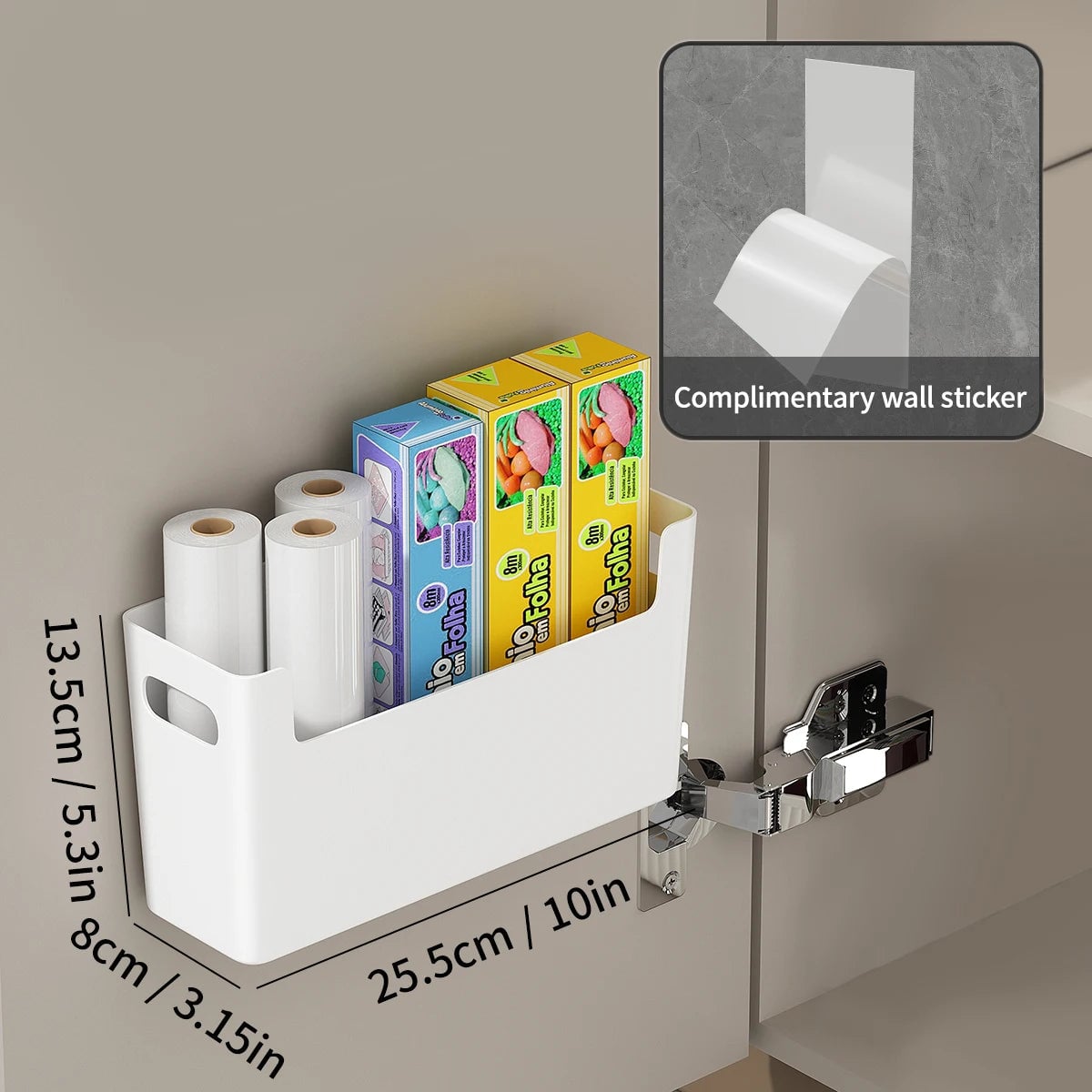 Wall Mount Cabinet Door Storage Box with Cling Film Hooks Bathroom