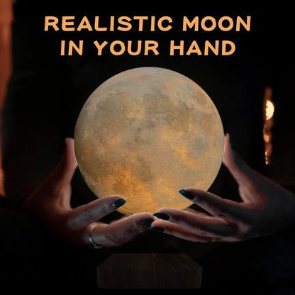 Magnetic Levitating Moon Night Light 3D LED Lamp Wooden Base 3 Colors