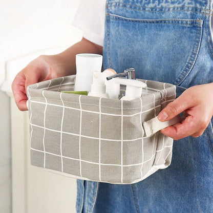 Cotton Hemp Storage Basket - Handheld Organizer for Small Clothing