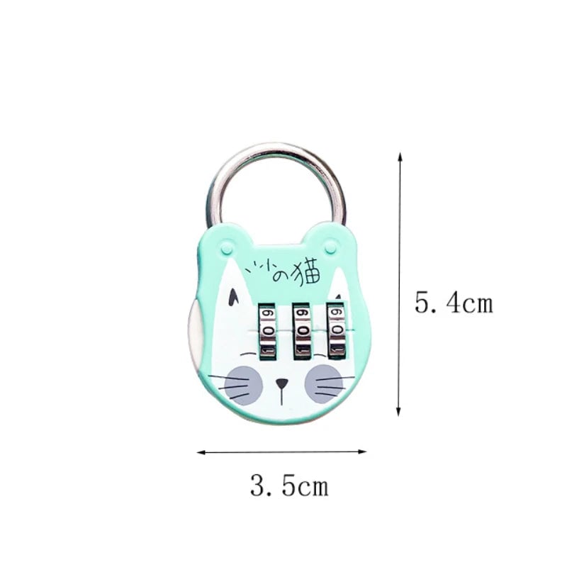 3-Digit TSA Cat Design Mini Combination Luggage Padlock Security