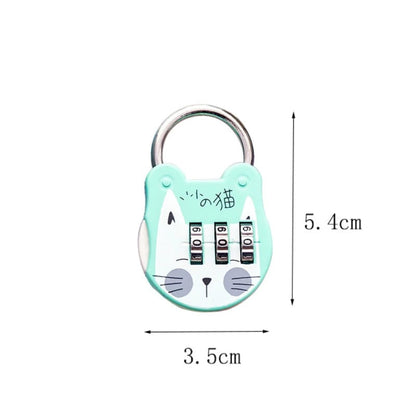 3-Digit TSA Cat Design Mini Combination Luggage Padlock Security