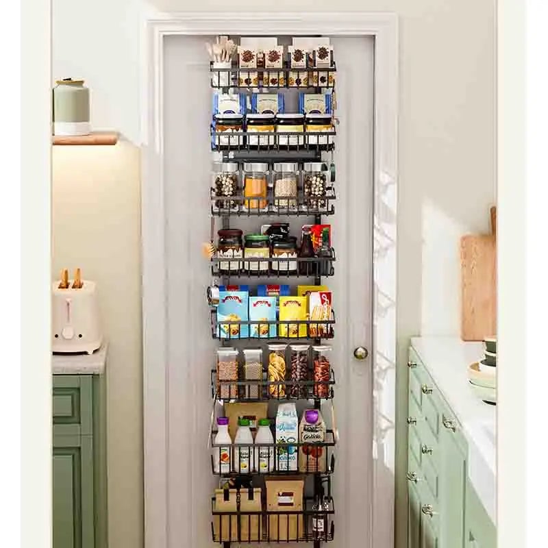 Iron Over-Door Multi-Layer Storage Basket Adjustable No-Drill Shelf