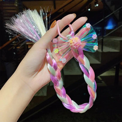 Girls Cartoon Bow Butterfly Braid Headband Ponytail Holder Set
