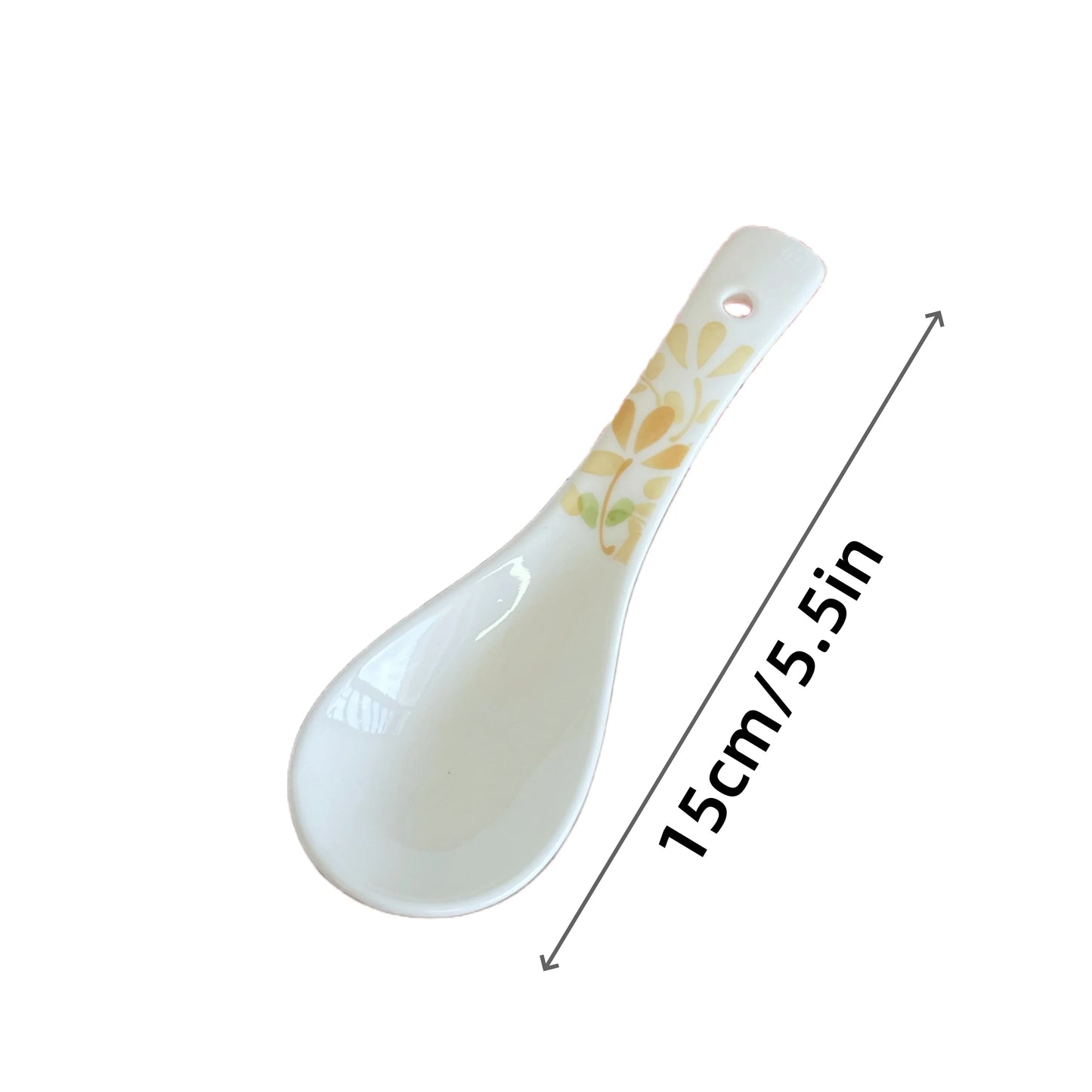 15cm Ceramic Soup Spoons Set - Four Seasons Floral Underglaze Design