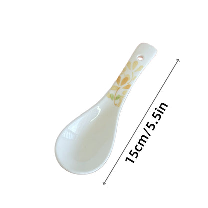 15cm Ceramic Soup Spoons Set - Four Seasons Floral Underglaze Design