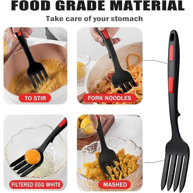 Heat-Resistant Silicone Flexible Fork - Multifunctional Noodle Tool