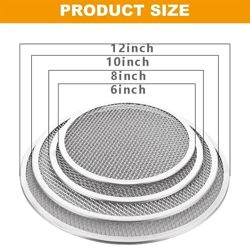 Round Aluminum Pizza Baking Screen with Holes 8-14 Inch Non-Stick