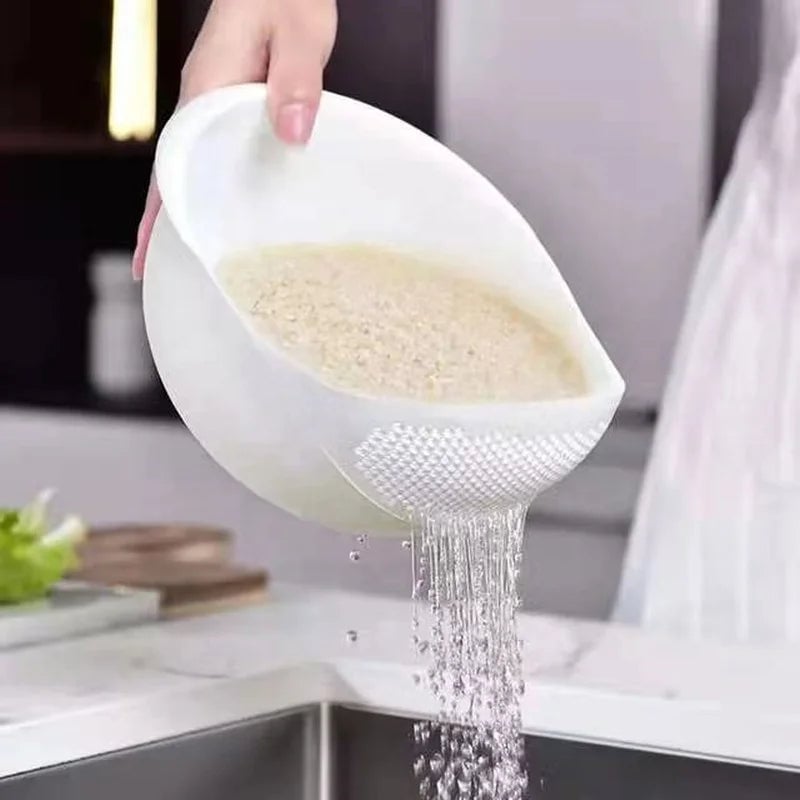 Plastic Rice Sieve Colander - Multi-Purpose Kitchen Drain Basket